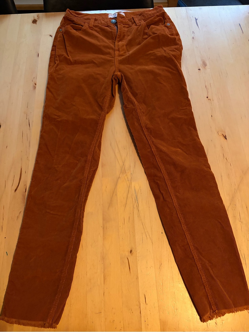 Rust Corduroy Straight-Leg Pants